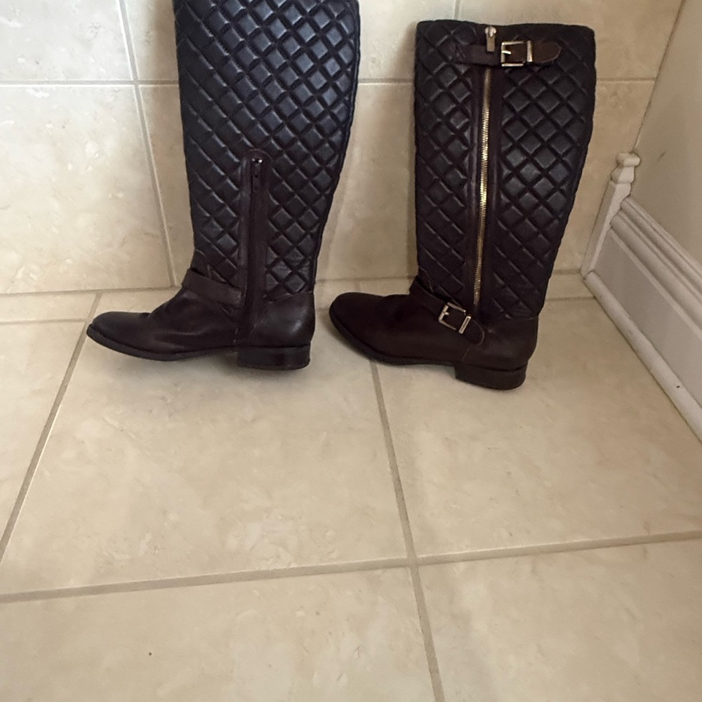 Arturo Chiang Quilted Brown Over the Knee Boots